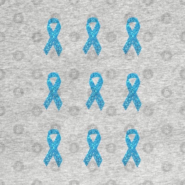 Light Blue Faux Glitter Awareness Ribbon Pack by Felicity-K